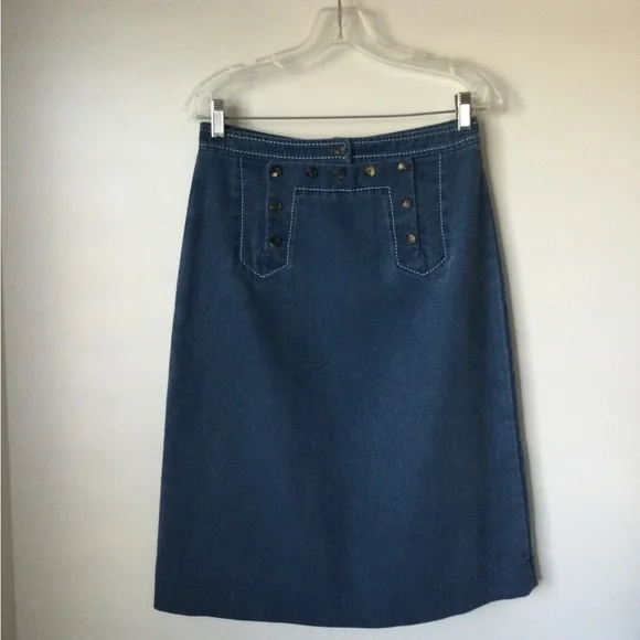 CELINE YACHTING TWILL DENIM CANVAS NAUTICAL BUTTON SKIRT SIZE 38 FRANCE - Picture 16 of 16